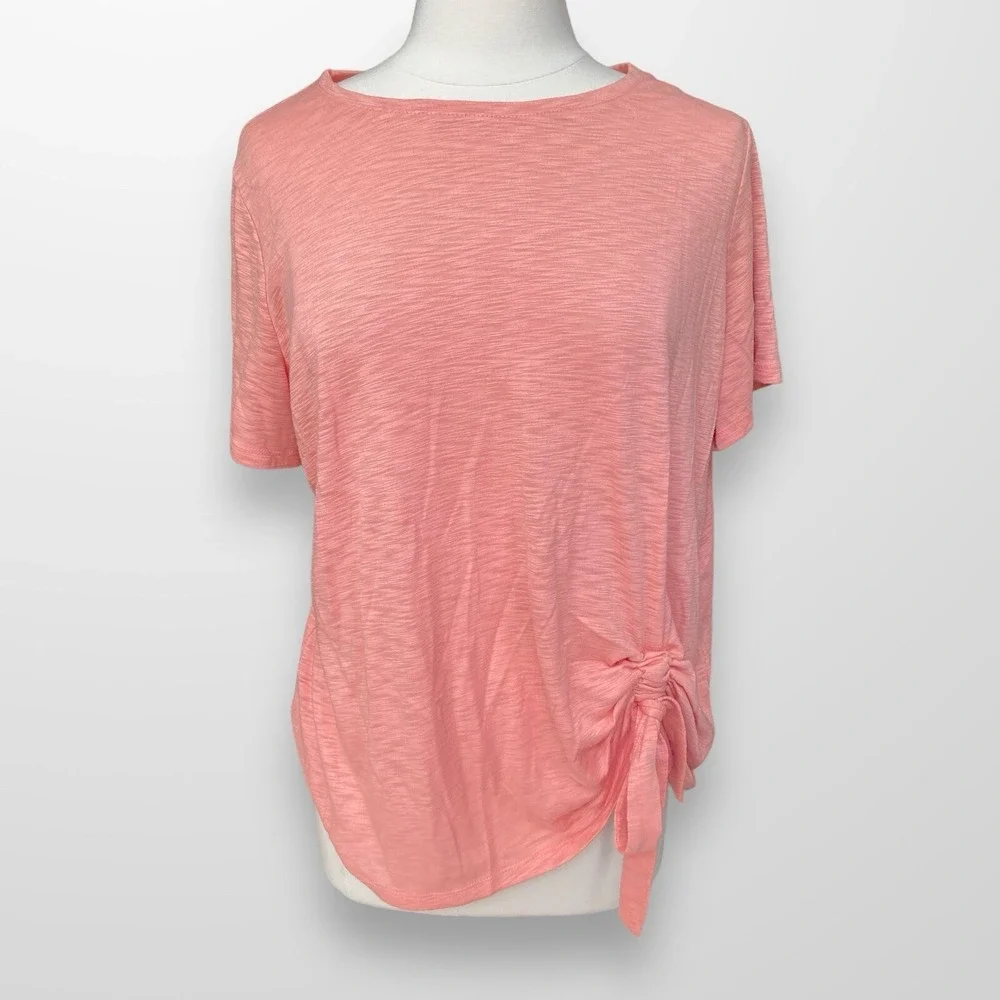INC International Concepts 1X‎ Top Shirt Short Sleeve Stretch Casual Peach